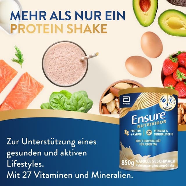 Detalle de Ensure NutriVigor Vanille Shake 850 g NahrungsergĂ€nzungsmittel đ„€