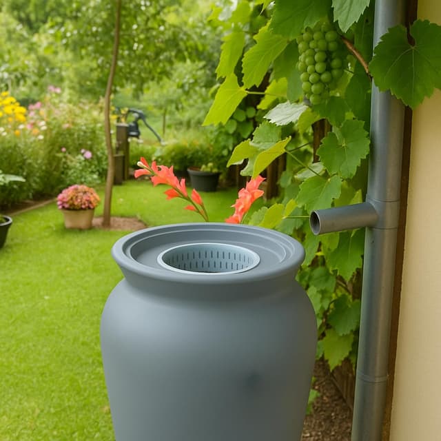 Detalle 2 de YourCasa Regentonne 120 Liter (frostsicher) mit Filterkorb & Wasserhahn – Grau