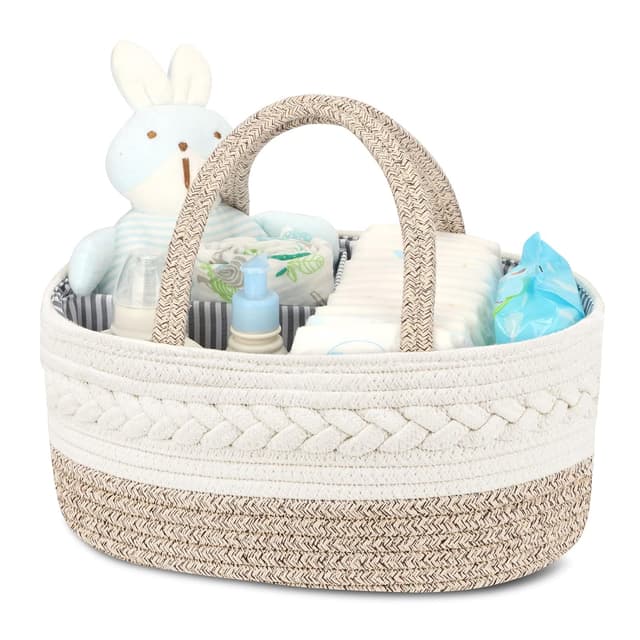 Detalle de Maliton Wickeltisch Organizer – Baby-Aufbewahrungskorb mit Fächern und Griffen (36 x 22 x 18 cm)