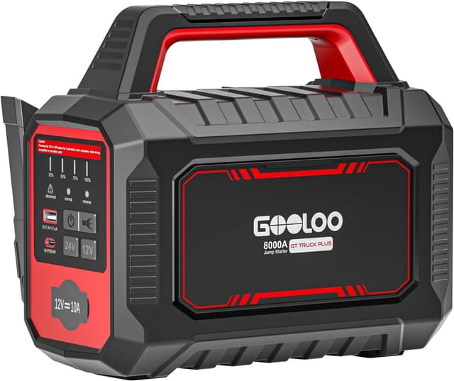 Detalle de GOOLOO GT Truck Plus Starthilfe Powerbank – 8000A für 12V/24V (PD 65W, LiFePO₄)