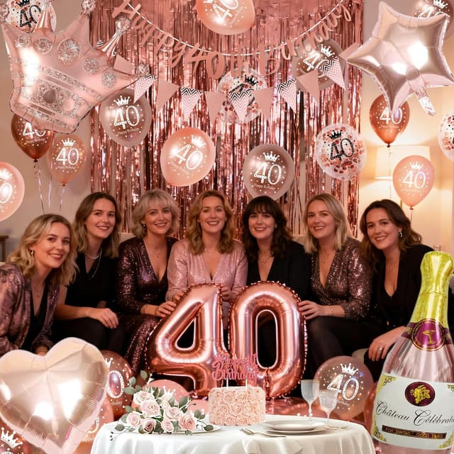 Thumbnail 4 de Rose Gold 40th Birthday Decorations Kit