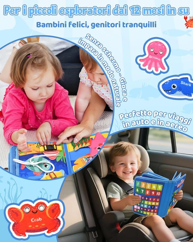 Thumbnail 6 de SAYHALO Busy Board Montessori Libro interattivo 10 pagine