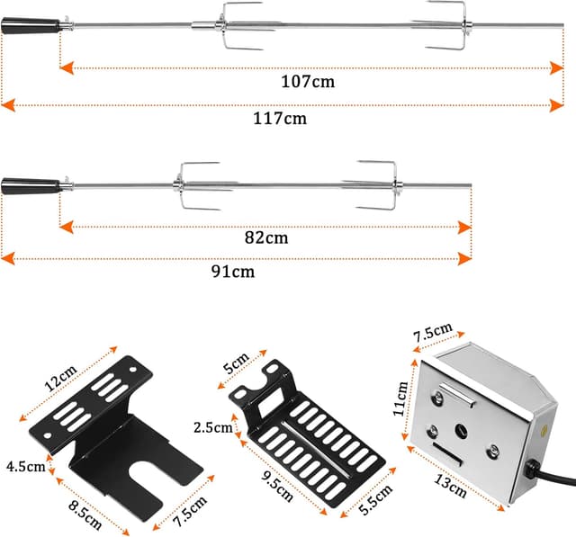 Detalle de Set spiedi elettrici ACXIN in acciaio inox con spiedo girevole (107 cm, motore) e 2 forchette