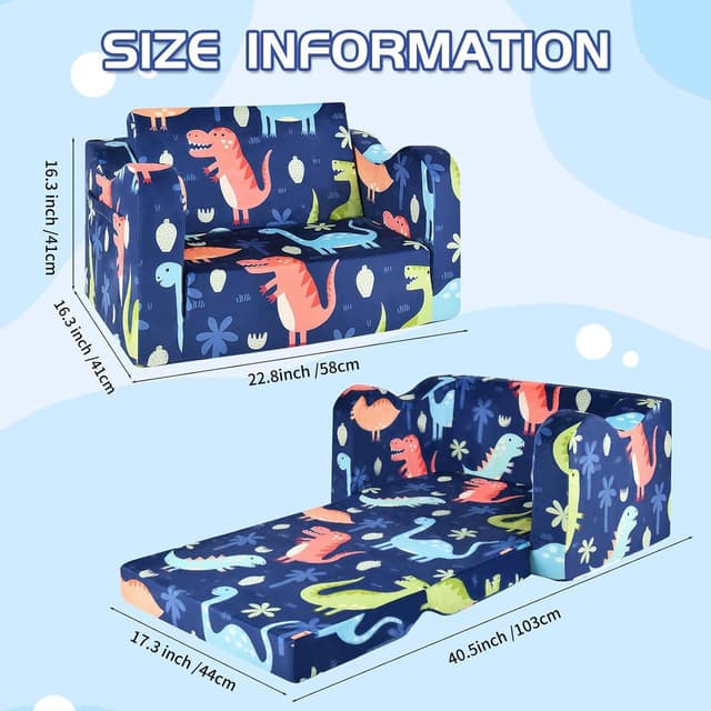 Detalle 2 de ONEKUKA Kids Sofa Couch 2-in-1 Toddler Bed 🎄