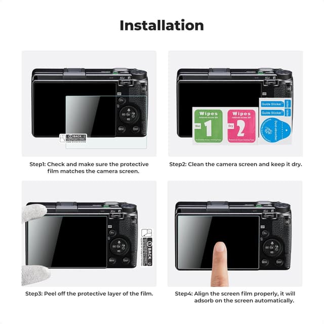 Detalle de K&F CONCEPT 3 Stück Displayschutzfolie 9H aus Glas für Sony A7 IV, ZV-E1, A6700 & mehr (inkl. 2 Blitzschuh-Abdeckungen)