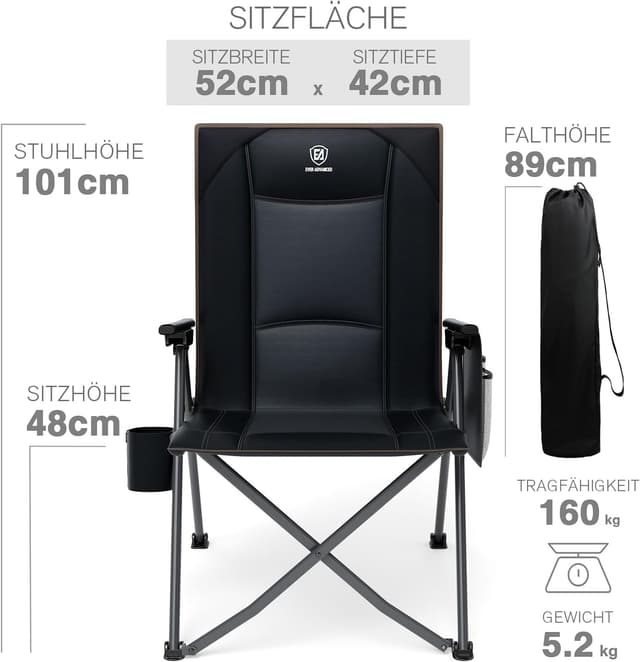Detalle 2 de EVER ADVANCED Campingstuhl 160 kg faltbar
