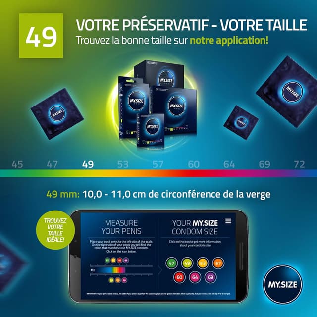 Detalle 2 de MY.SIZE PRO 10 Préservatifs ÉLITE – Taille 2 (49 mm) en latex Vytex, boîte de 10