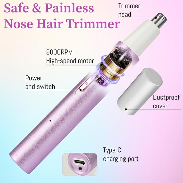 Detalle 2 de Mendaping 2026 Rechargeable Nose & Ear Hair Trimmer (Dual-Edge Blade, USB)