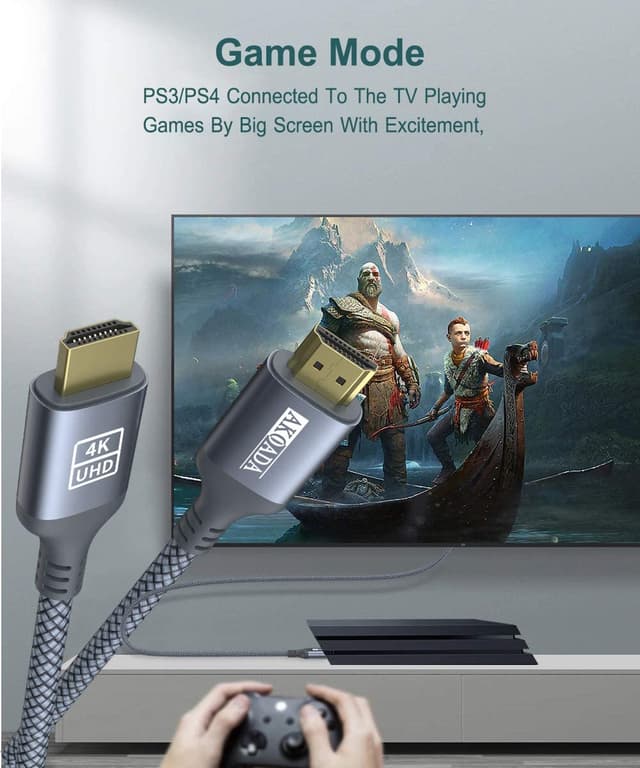 Detalle 2 de AkoaDa 4K Long HDMI Cable (HDMI 2.0, 18Gbps, ARC compatible) – Grey, 9M