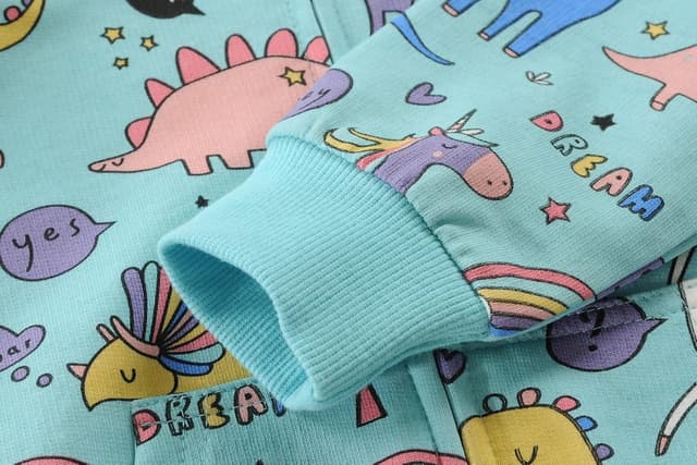 Detalle de EULLA Kids Zip-Up Hooded Coat Hoodie with Unicorn & Dinosaur Print (1–7 years)
