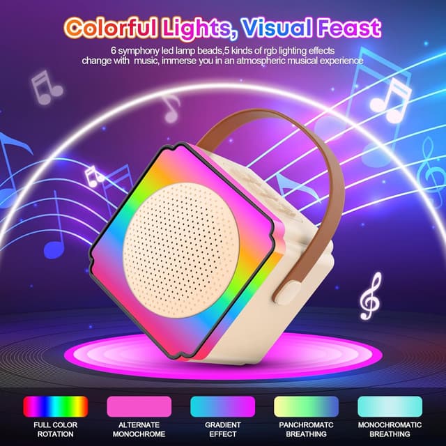 Detalle de Gontence Karaoke per Bambini con microfono Bluetooth, luci LED e effetti di voce per 3-12 anni