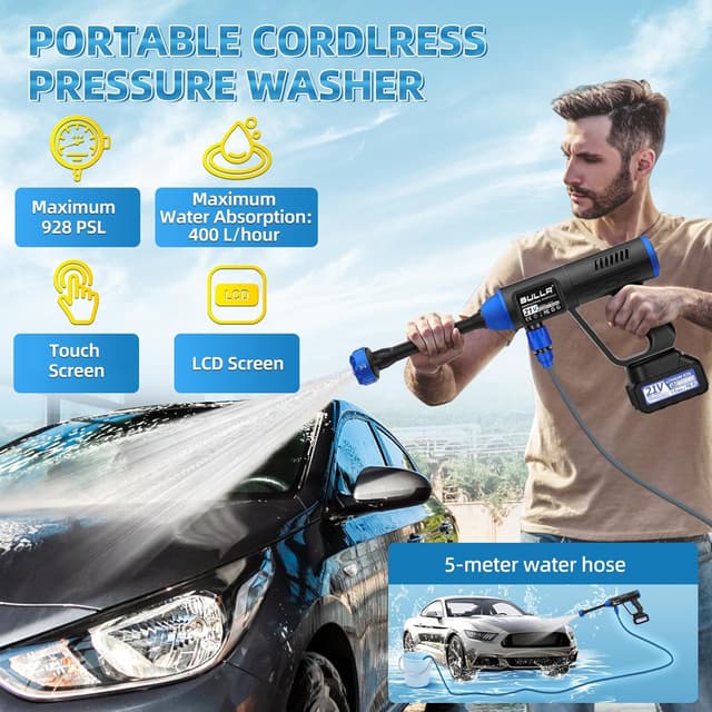 Detalle de Cordless Pressure Washer 6-in-1, 5m Hose