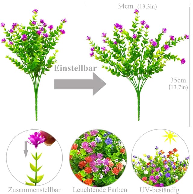 Thumbnail 6 de Kinisty 12 Bundles Faux Outdoor Flowers 35 cm