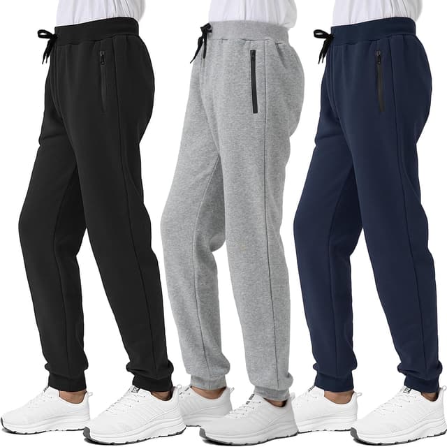 Detalle de 3 Pack Boys Fleece Sweatpants Athletic Joggers with Zipper Pockets