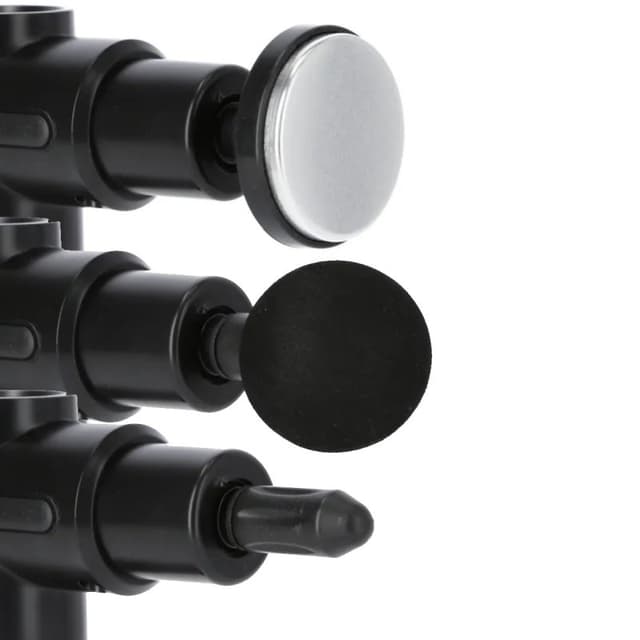 Detalle de Klack pistola de masaje con compresión de calor o frío y 6 cabezales (negro)