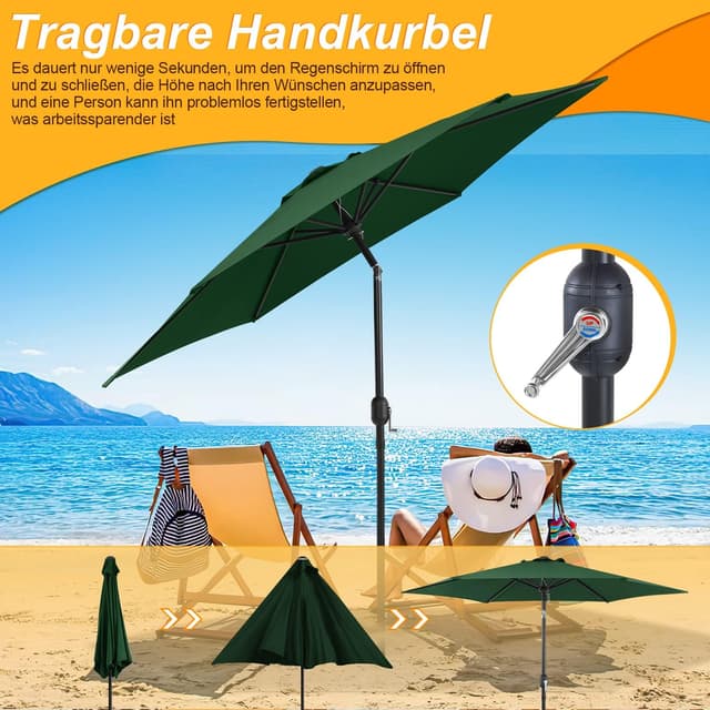 Detalle 2 de Ollewiellan Parasol diametre 350/270 cm avec manivelle – toile UPF 50+ et protection imperméable