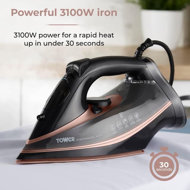 Detalle de Tower Ceraglide Ultra Speed Iron (T22013) with Ceramic Soleplate, 3100W & Steam Boost