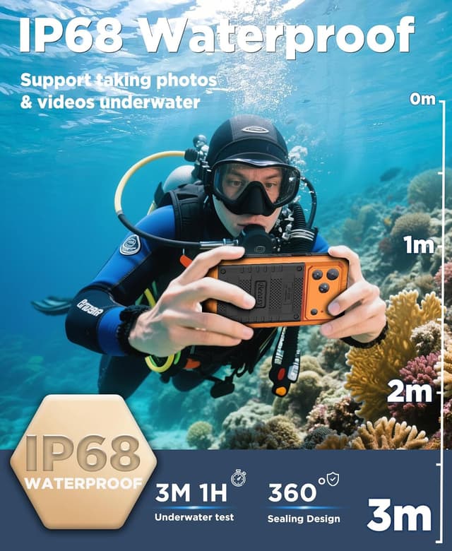 Detalle de Beeasy Robust Series iPhone 17 Pro case (IP68, military-grade protection, orange)