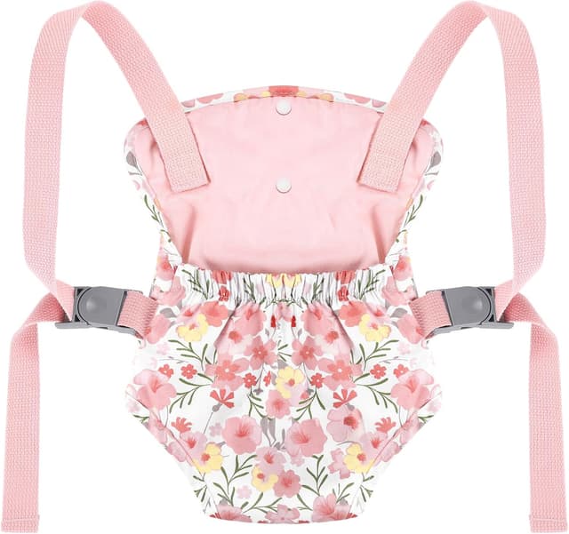 Detalle de GAGAKU Puppentragegurt für Kinder ab 3 Jahren (100% Baumwolle) – Rosa Hibiskusblüte