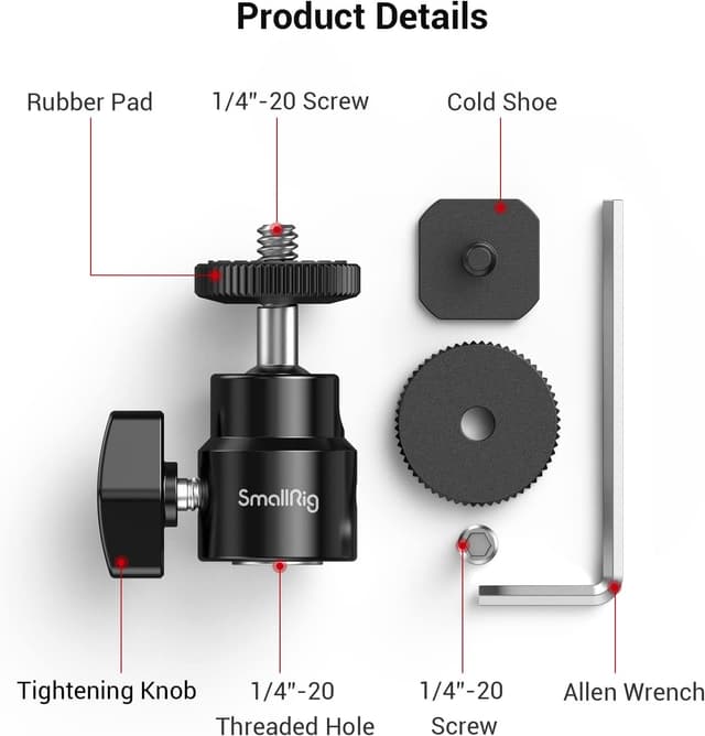 Detalle de SmallRig Mini Ball Head 2er-Set mit Cold-Shoe-Adapter (2059) für DSLR/Monitor