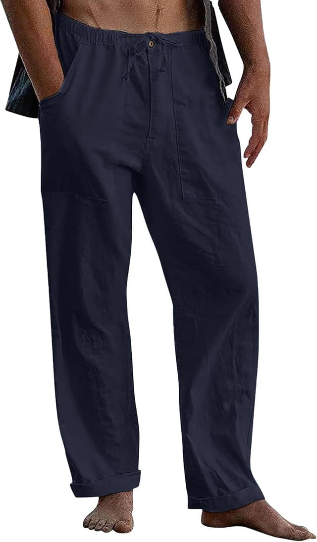 Thumbnail 6 de Pantalon en lin LVCBL pour homme, ample et décontracté, été/automne