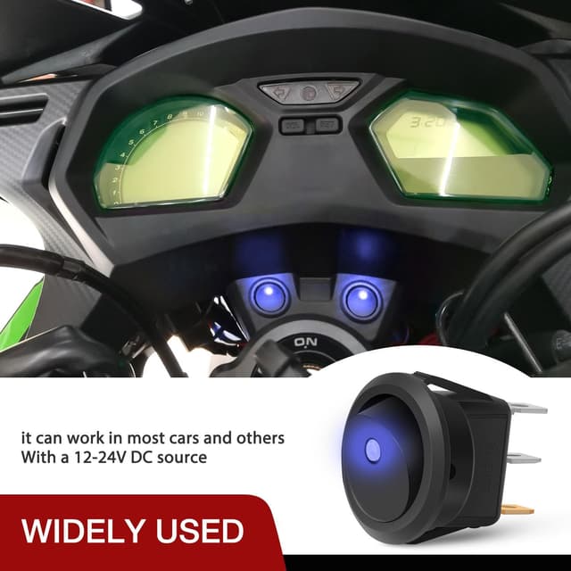 Thumbnail 6 de Nilight 8-Pack 12V 20A Round Blue Toggle LED Rocker Switches (SPST, 3-Pin) for On-Off Control