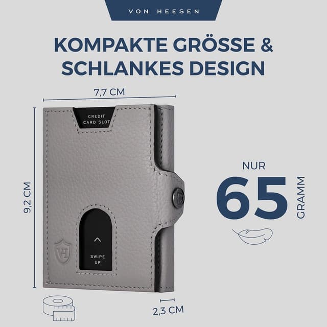 Detalle 1 de VON HEESEN Slim Wallet Kartenetui mit RFID Schutz