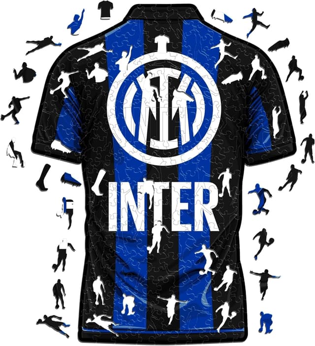 Detalle de Iconic Puzzles Inter Jersey in legno 100% sostenibile, taglia S da 150 pezzi