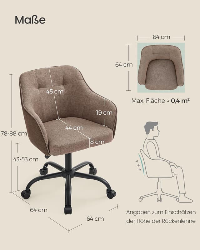 Detalle de SONGMICS Homeoffice-Drehstuhl bis 110 kg
