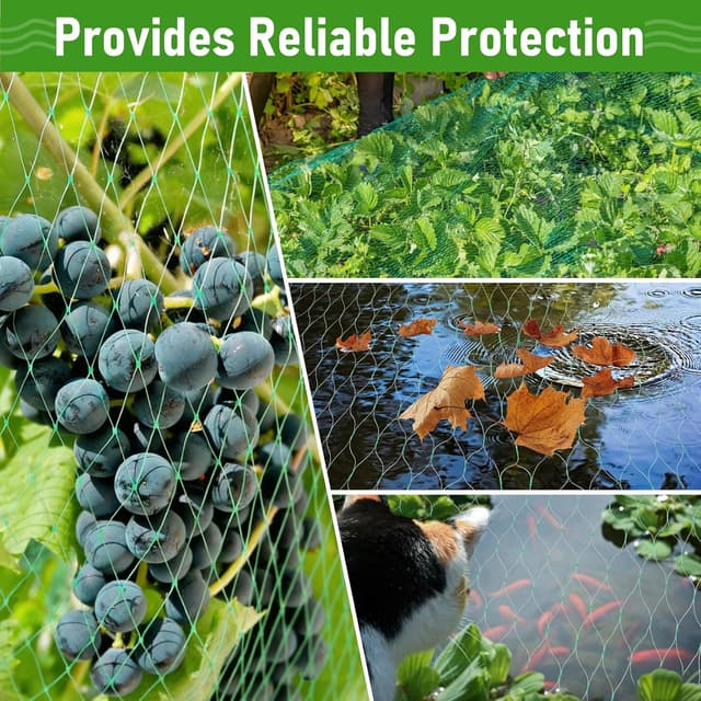 Detalle 2 de 4x6m Garden Netting Mesh – Bird Netting Kit with 20 Ground Pegs (11cm) for Veg Patches & Fruit