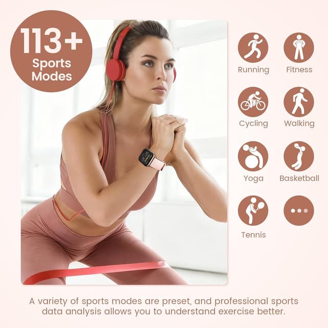 Detalle de SWGOTA 2026 Smartwatch für Damen mit Telefonfunktion, 1,83" HD, Roségold (u. a. Herzfrequenz, SpO2, Zyklus)