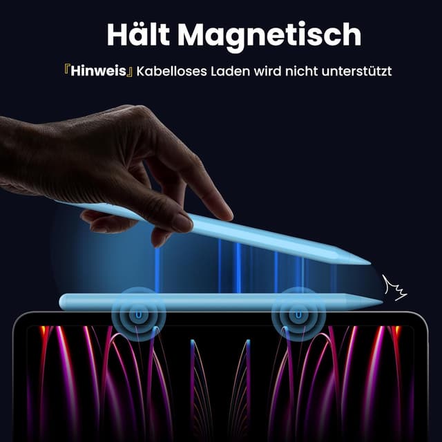 Detalle 1 de KingOne Stift für Apple iPad (2018–2025) mit magnetischer Haftung & Palm Rejection, Schnellladung, Blau