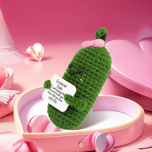 Thumbnail 6 de Hoedia Emotional Pickle Small Crochet Plush Galentines Valentine’s Day Gift