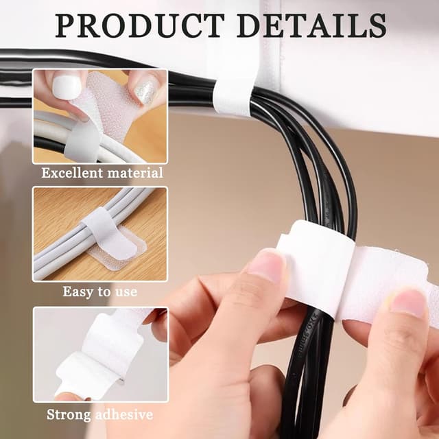 Detalle 1 de AABDTYYD 40 Stück Selbstklebende Kabelbinder