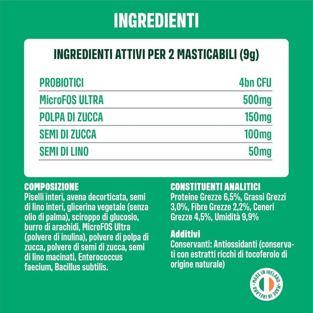 Detalle de ivvi PROBIOTIC per cani in forma di bocconcino con burro di arachidi – 60 snack per flora intestinale e digestione