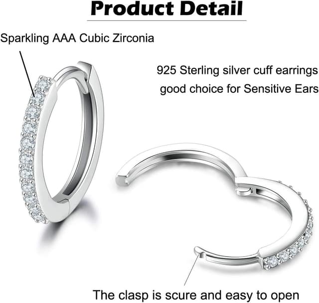 Detalle 2 de Boucles d’oreilles femme argent 925 : clous 3 mm, zircons cubiques et créoles 10/12 mm (argent, or jaune, or rose)