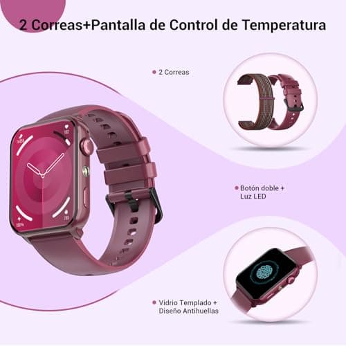Detalle de Baolubao Reloj Inteligente Mujer 1.91" con linterna LED, llamadas Bluetooth y 2 correas (IP68)