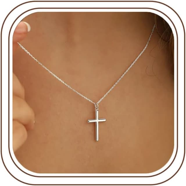 Detalle de TINGN collana a croce da donna in oro 14 carati placcato (con catena regolabile)