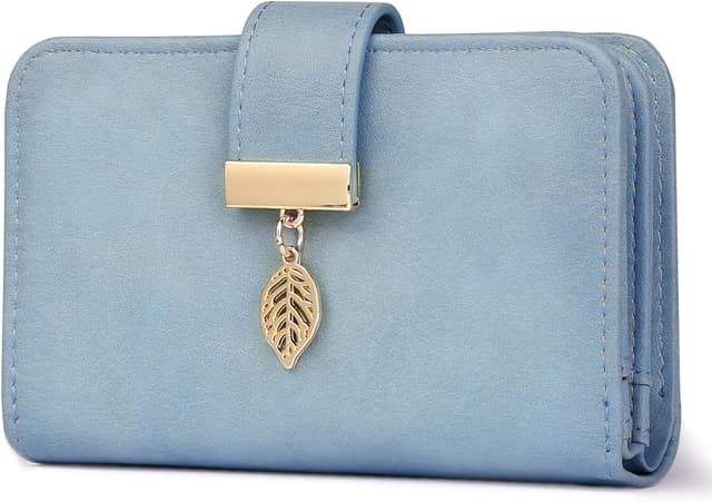 Detalle de Faneam Ladies Purse RFID Blocking Leather Wallet with Wrist Strap and 14 Card Slots