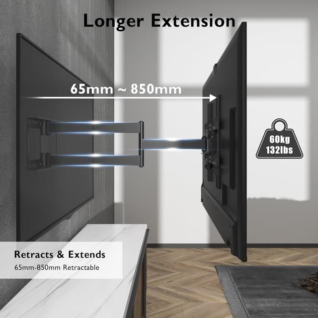 Detalle 2 de BONTEC Supporto TV Parete braccio 850 mm per 32–70" fino 60 kg