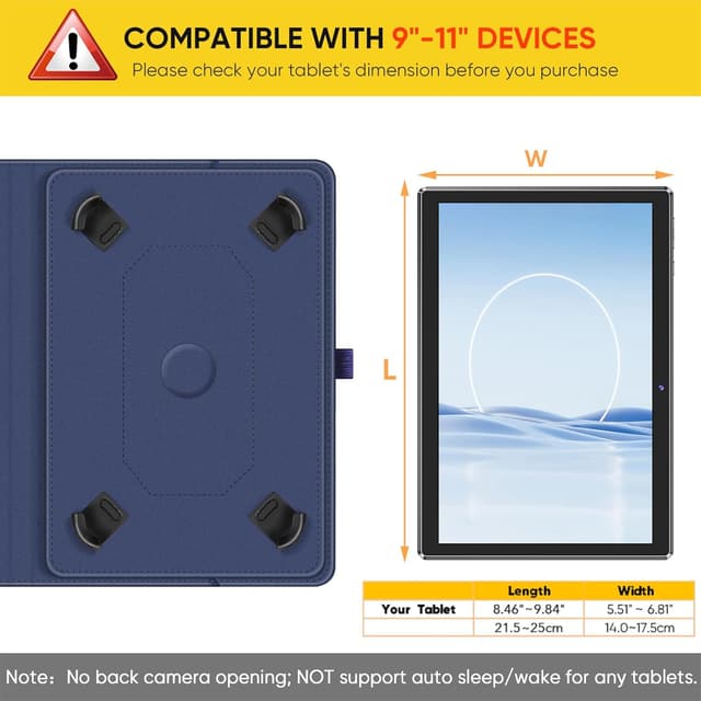 Detalle de FINTIE Universal Tablet Hülle 9–11 Zoll (Indigoblau) mit 360° Drehung – für Modelle wie DOOGEE U11/Tab G6 & mehr