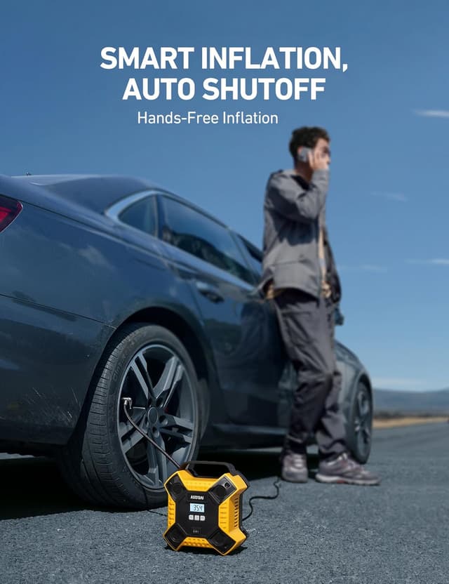 Thumbnail 6 de AstroAI Compressore d’aria portatile 160 PSI 12V per auto, bici e scooter con manometro digitale e LED