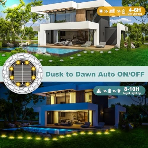 Detalle de FIFlying 10 piezas luces solares LED para exterior (suelo) IP65, blanco cálido