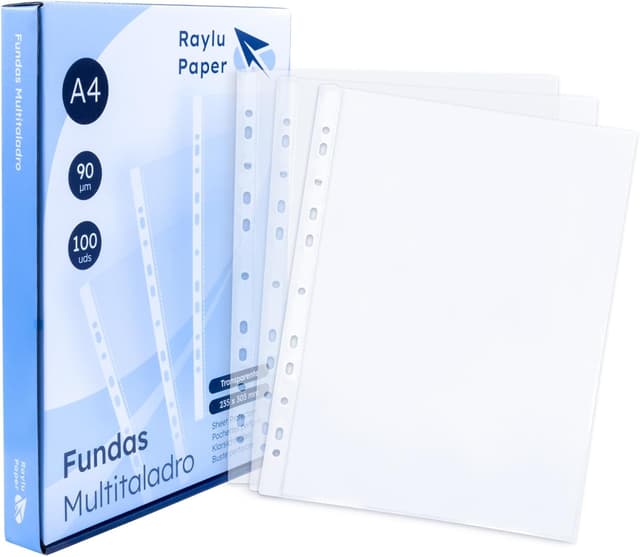 Detalle de Raylu Paper Fundas multitaladro A4 90µ 100 uds