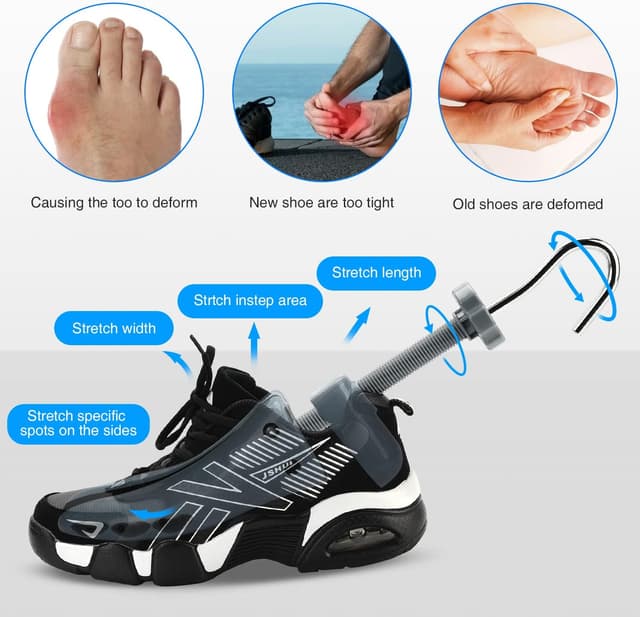 Detalle 2 de JJDPARTS 4-Wege Schuhspanner für Herren & Damen mit einstellbarer Länge/Breite und Schuhlöffel