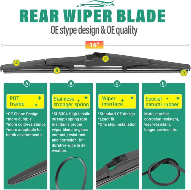 Detalle 2 de Front and Rear Wiper Blade Set 28/20/16 in