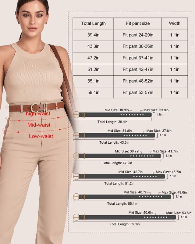 Thumbnail 4 de XZQTIVE 3 Pack Women Leather Belts 1.1in