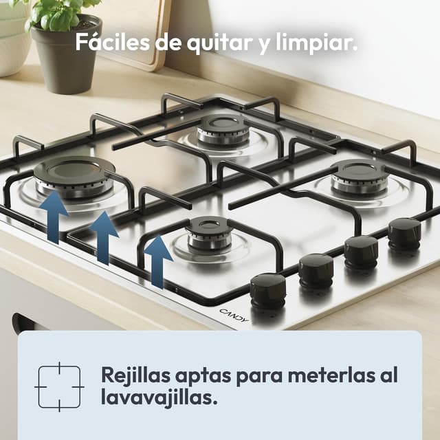 Detalle 1 de Candy Idea CHW6LBX/4U2 Placa gas 60 cm, 7,2 kW