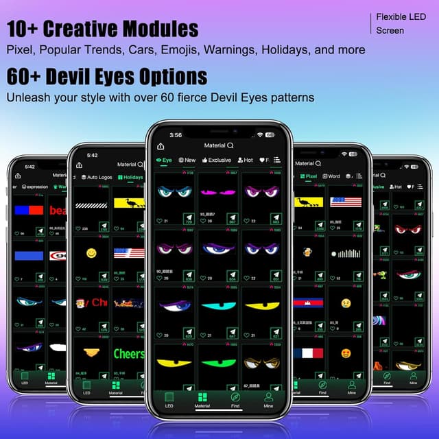 Detalle 2 de ZIMAOER Devil Eyes LED, 2 pezzi 60x12cm