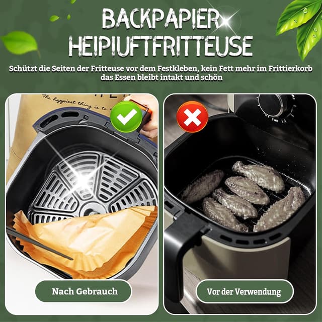 Thumbnail 1 de Backpapier für Heißluftfritteuse 110 Stück 24 cm